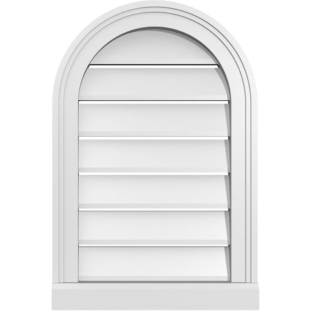 Ekena Millwork Round Top Surface Mount PVC Gable Vent: Functional, w/ 2"W x 2"P Brickmould Sill Frame, 16"W x 24"H GVPRT16X2403SF